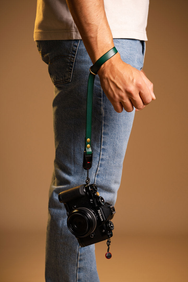 Forest Green Camera Polsriem met Peak Design 100% Leer