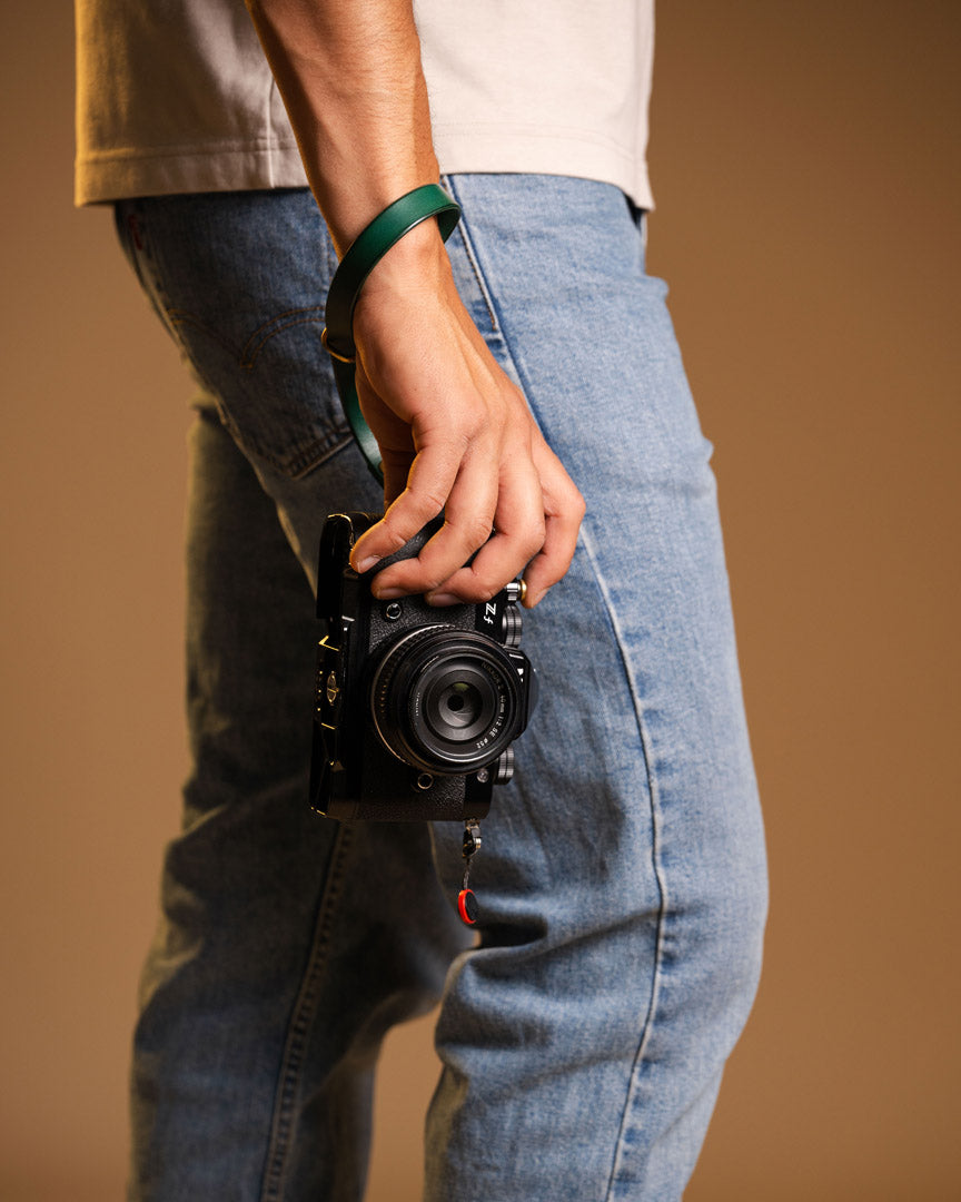 Forest Green Camera Polsriem met Peak Design 100% Leer