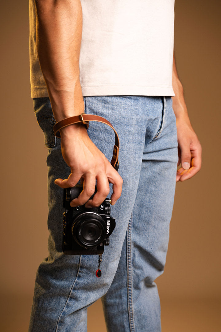 Whisky Brown Camera Polsriem met Peak Design 100% Leer