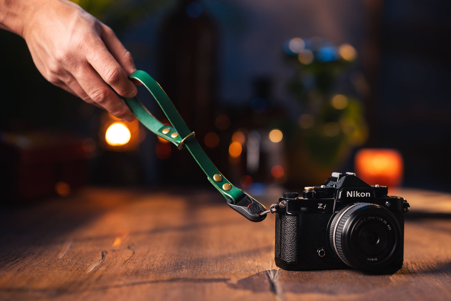 Forest Green Camera Polsriem met Peak Design 100% Leer