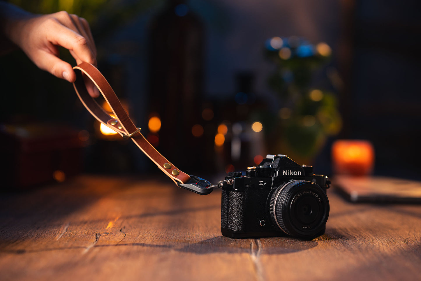 Whisky Brown Camera Polsriem met Peak Design 100% Leer