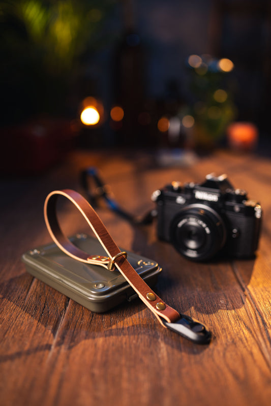 Whisky Brown Camera Polsriem met Peak Design 100% Leer