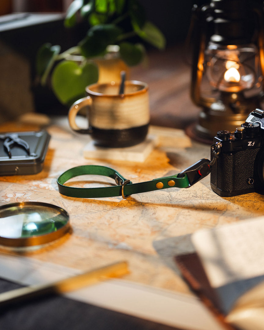 Forest Green Camera Polsriem met Peak Design 100% Leer