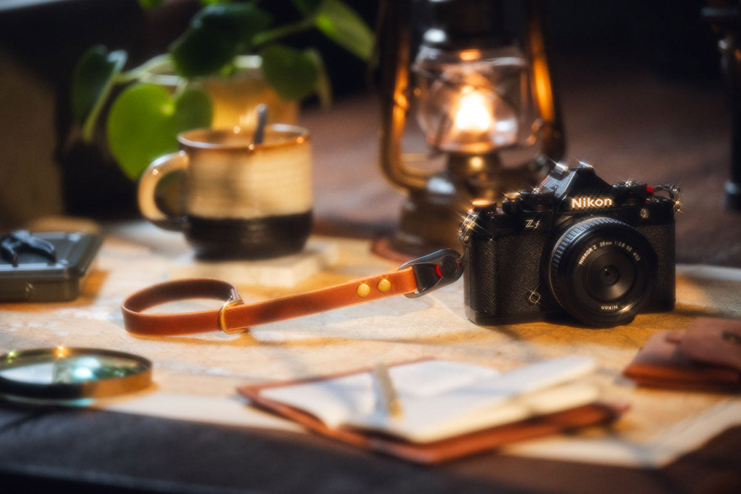 Whisky Brown Camera Polsriem met Peak Design 100% Leer