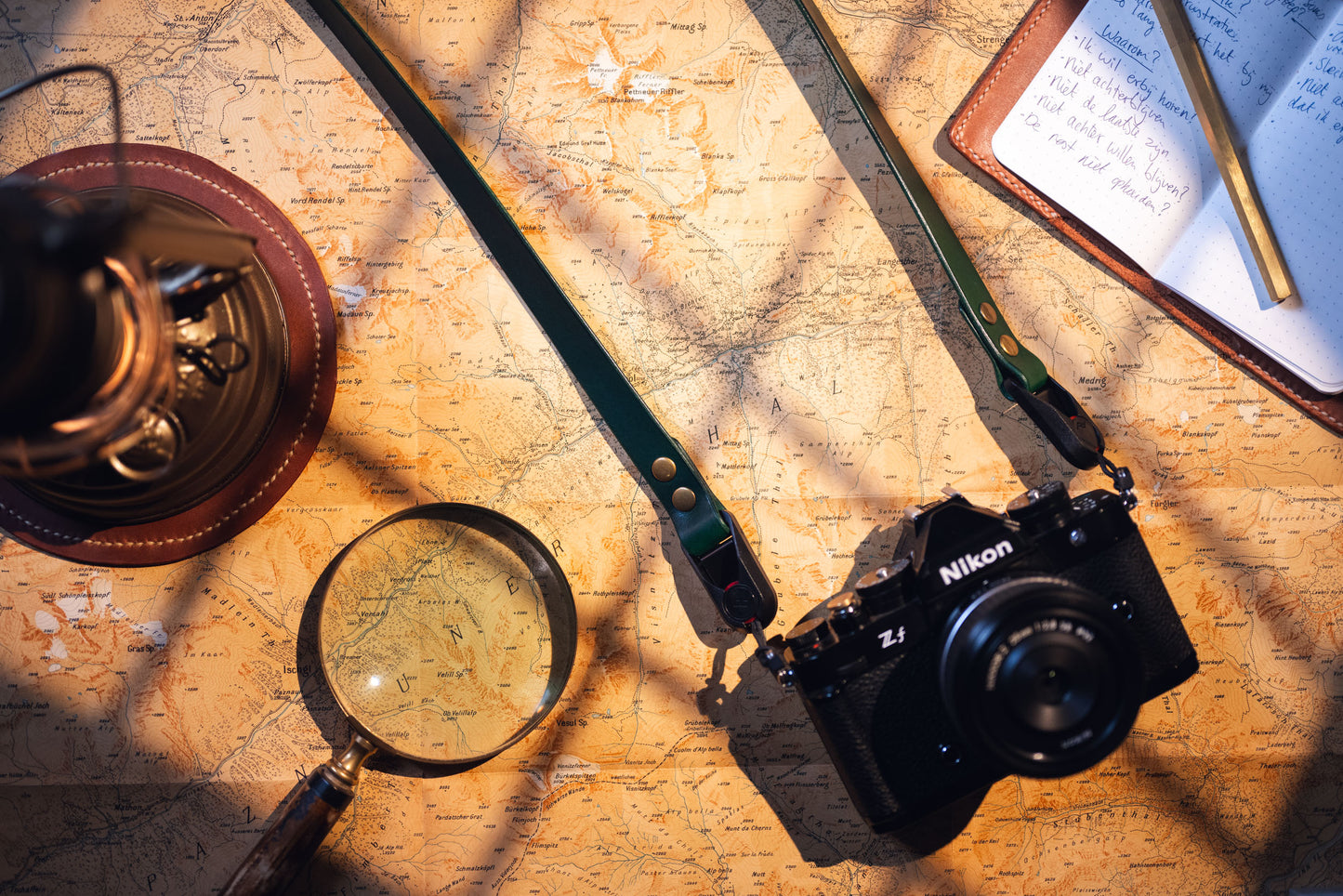 Forest Green Camera Nekriem met Peak Design 100% Leer