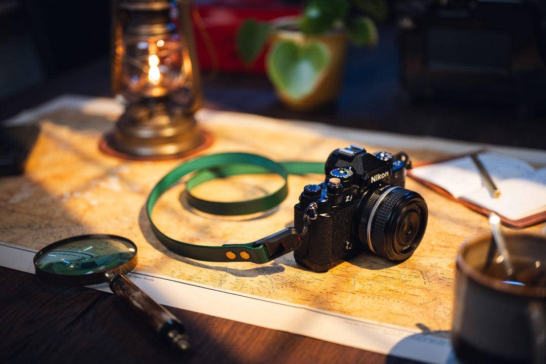 Forest Green Camera Nekriem met Peak Design 100% Leer